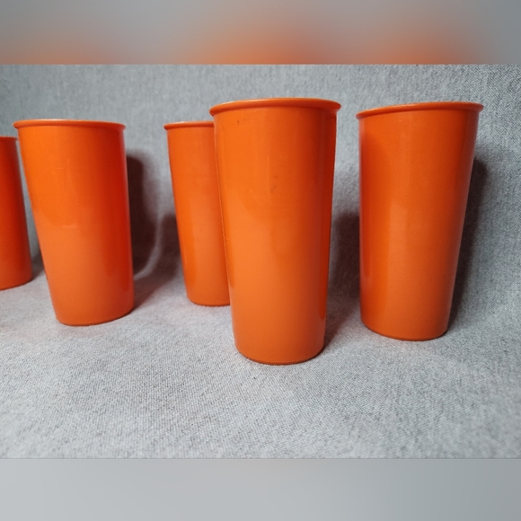 Tupperware 10 oz Vintage Orange Drinking Cups Set of 6 - Picture 2 of 6